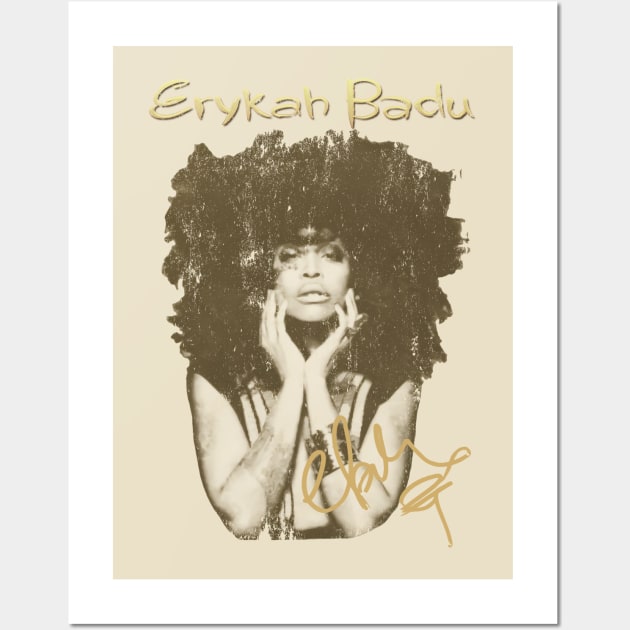 Erykah Badu Vintage Halftone Style Fan Art Signature Fresh Design Wall Art by zolazilabi